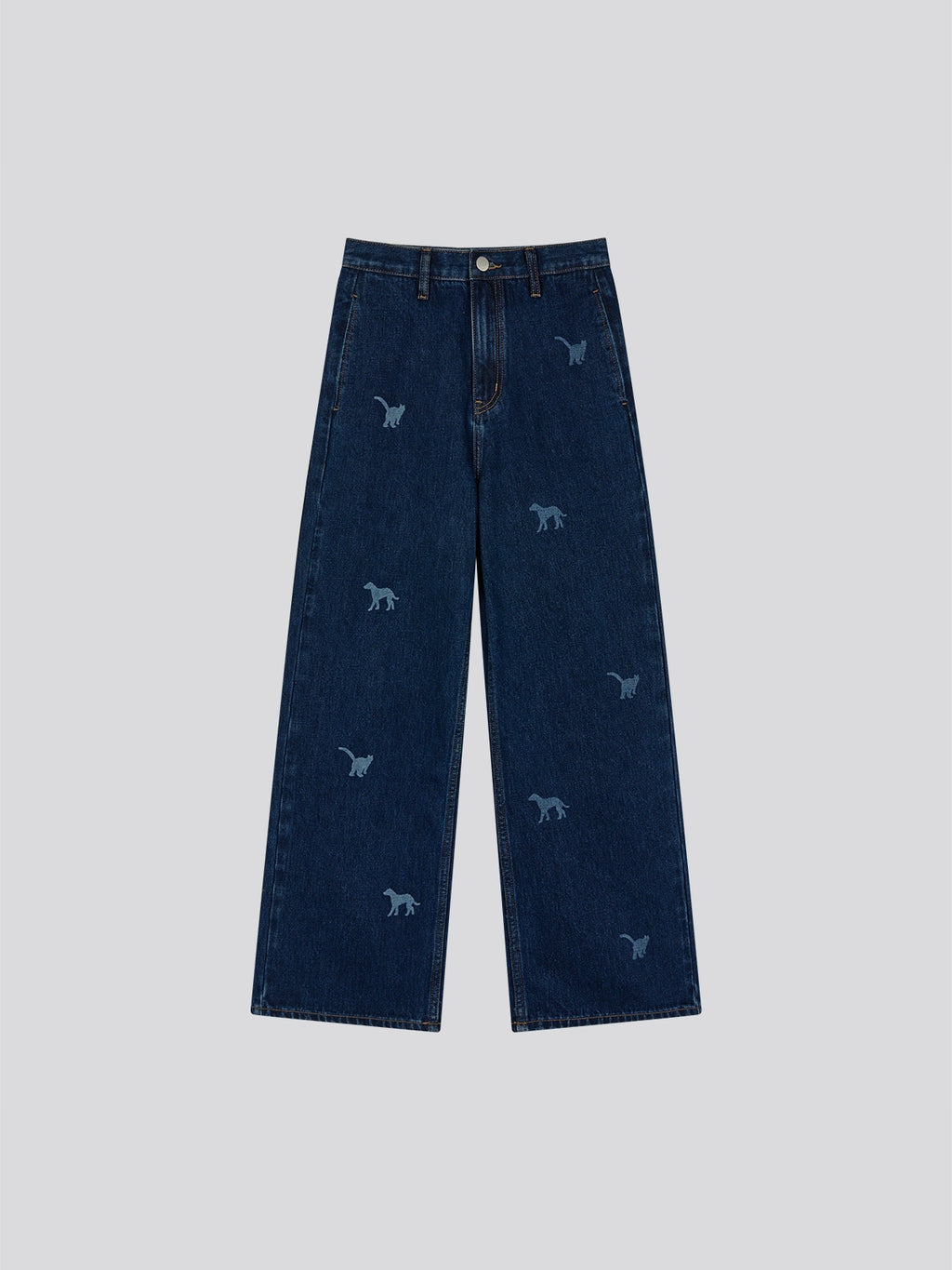 MoodLikeMe Laser-burned Cat and Dog Jeans