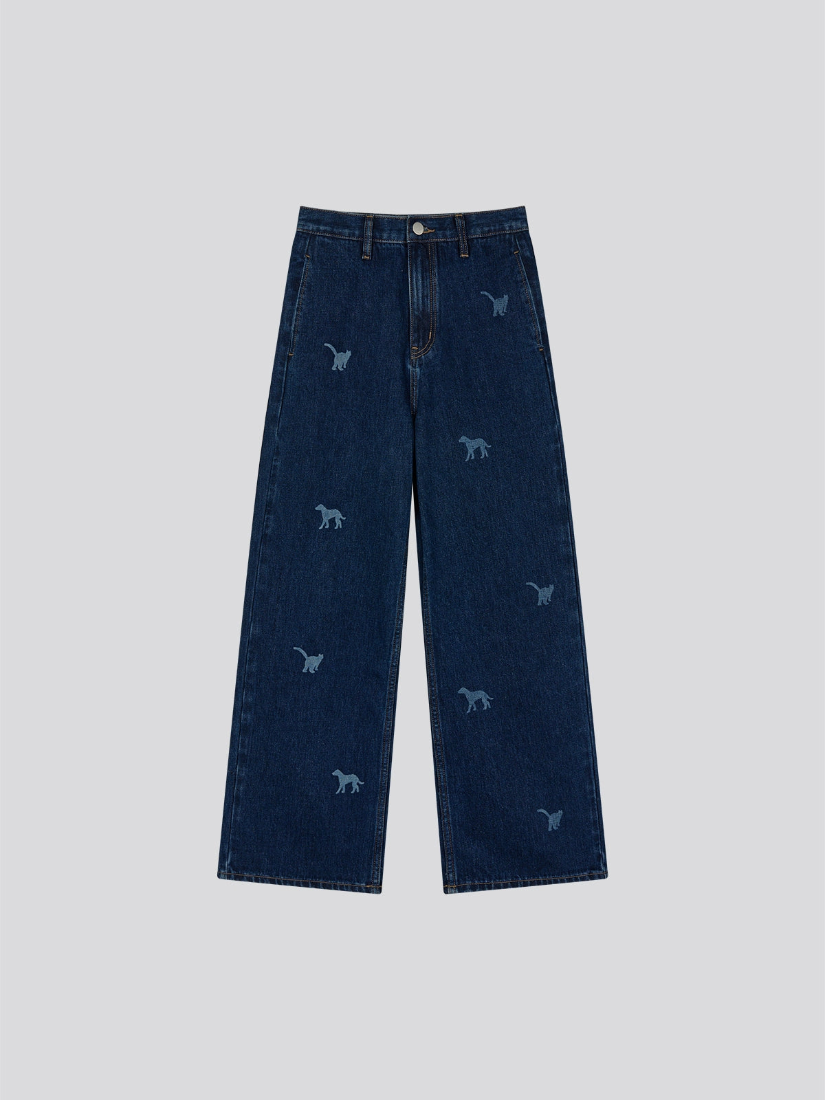 MoodLikeMe Laser-burned Cat and Dog Jeans
