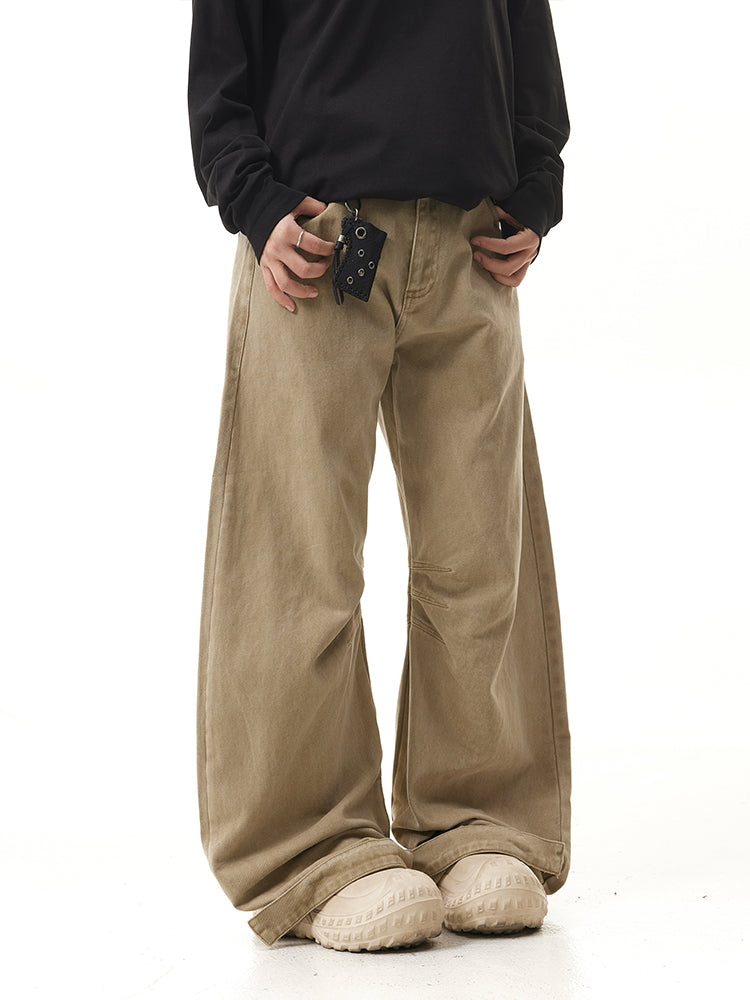 (Clearance) BTSG Retro Silhouette Khaki Loose Baggy Wide Leg Casual Banana Pants