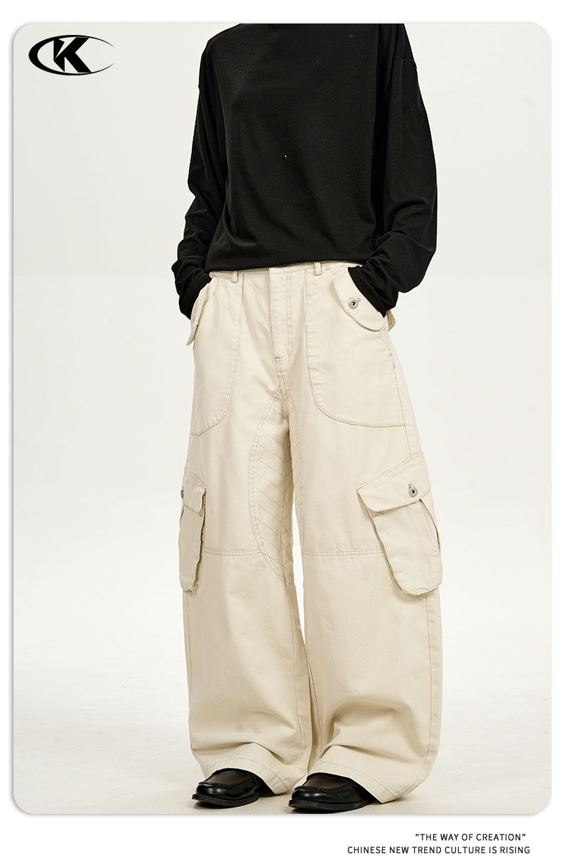 11KN Retro Straight Loose Wide-leg Casual Scimitar Pants