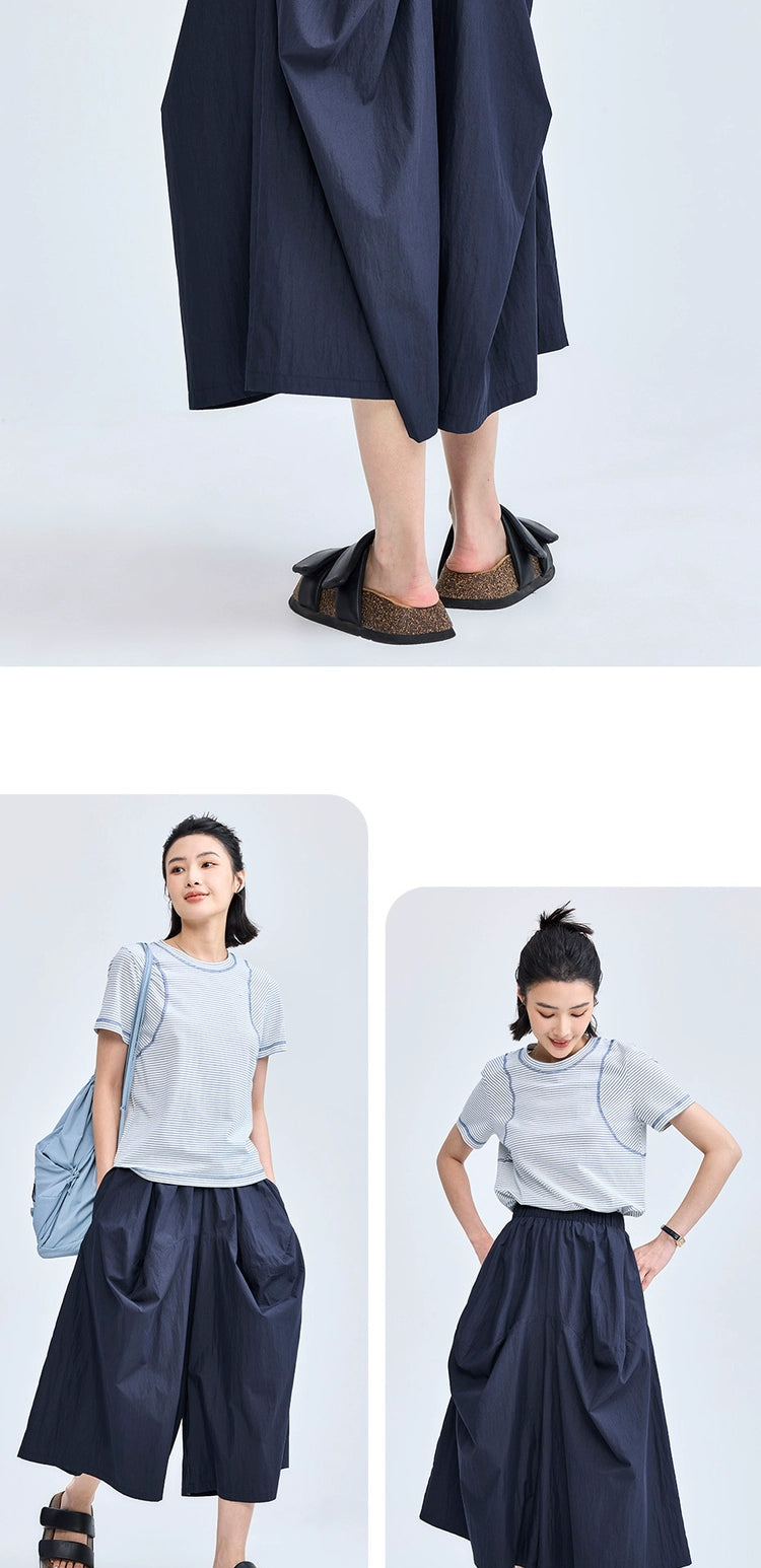 Giordano Bud Elastic Waist Seven-Point Wide Leg Pants