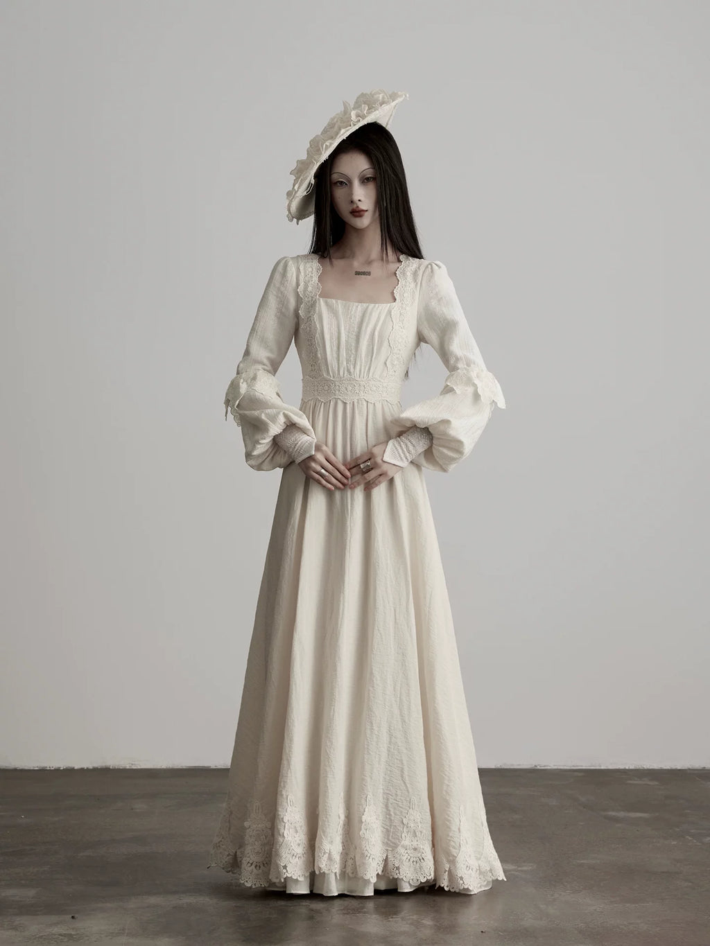 INDULG Lace Waist Square Neck Dress