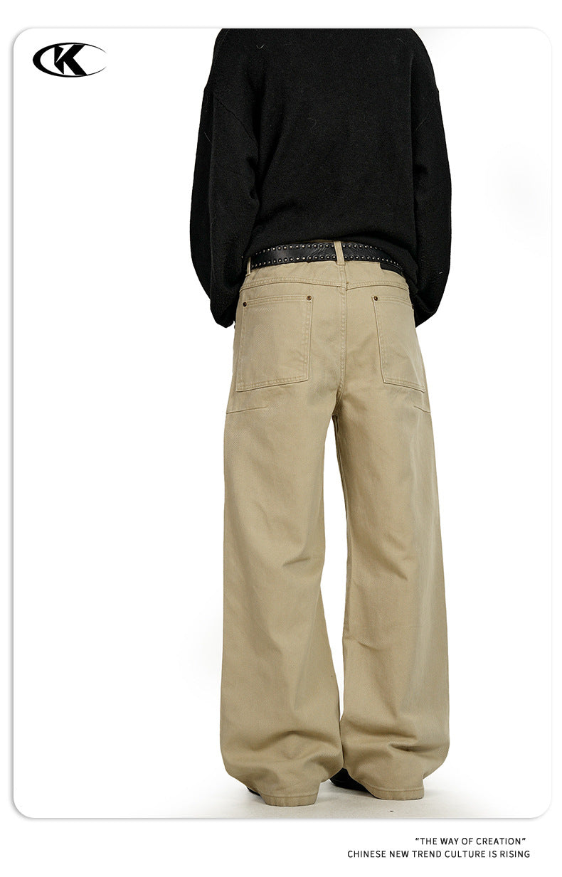 11KN Retro Loose and Simple Wide-leg Pants