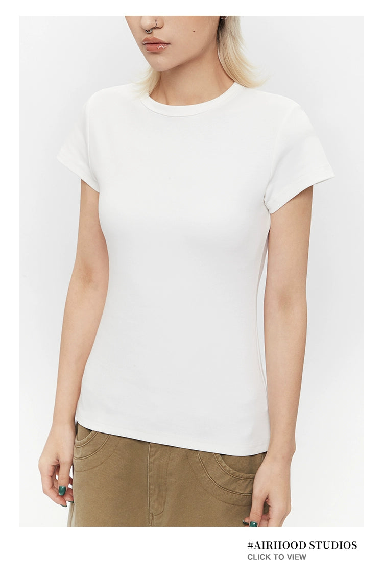 AIRHOOD Casual Slim-fit Front Shoulder Tee