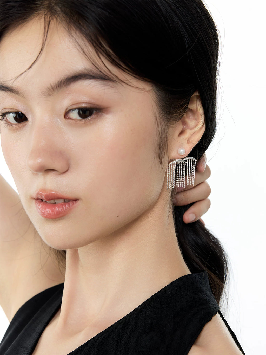 NO SOLUTION Vintage Pearl Tassel Earrings