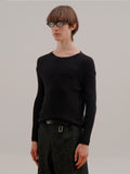 COLN Large Neckline Pit Strip Knitted Sweater