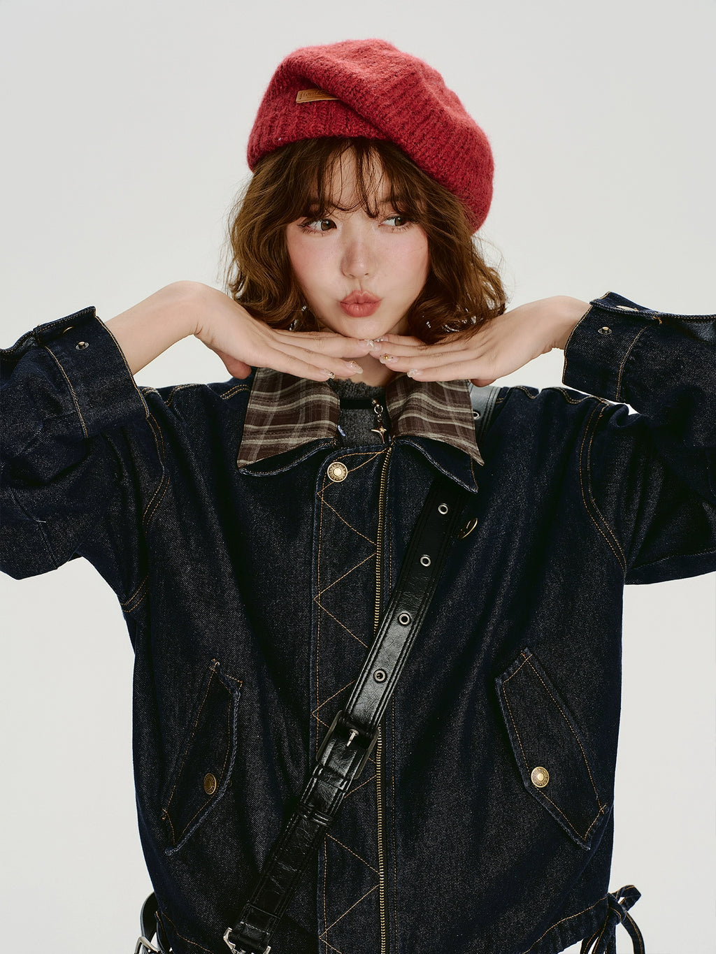 Girlyhalo Vintage Spliced Denim Jacket