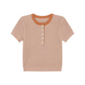 KANO Contrasting Color Round Neck Semi-open Short-sleeved Knitted Sweater