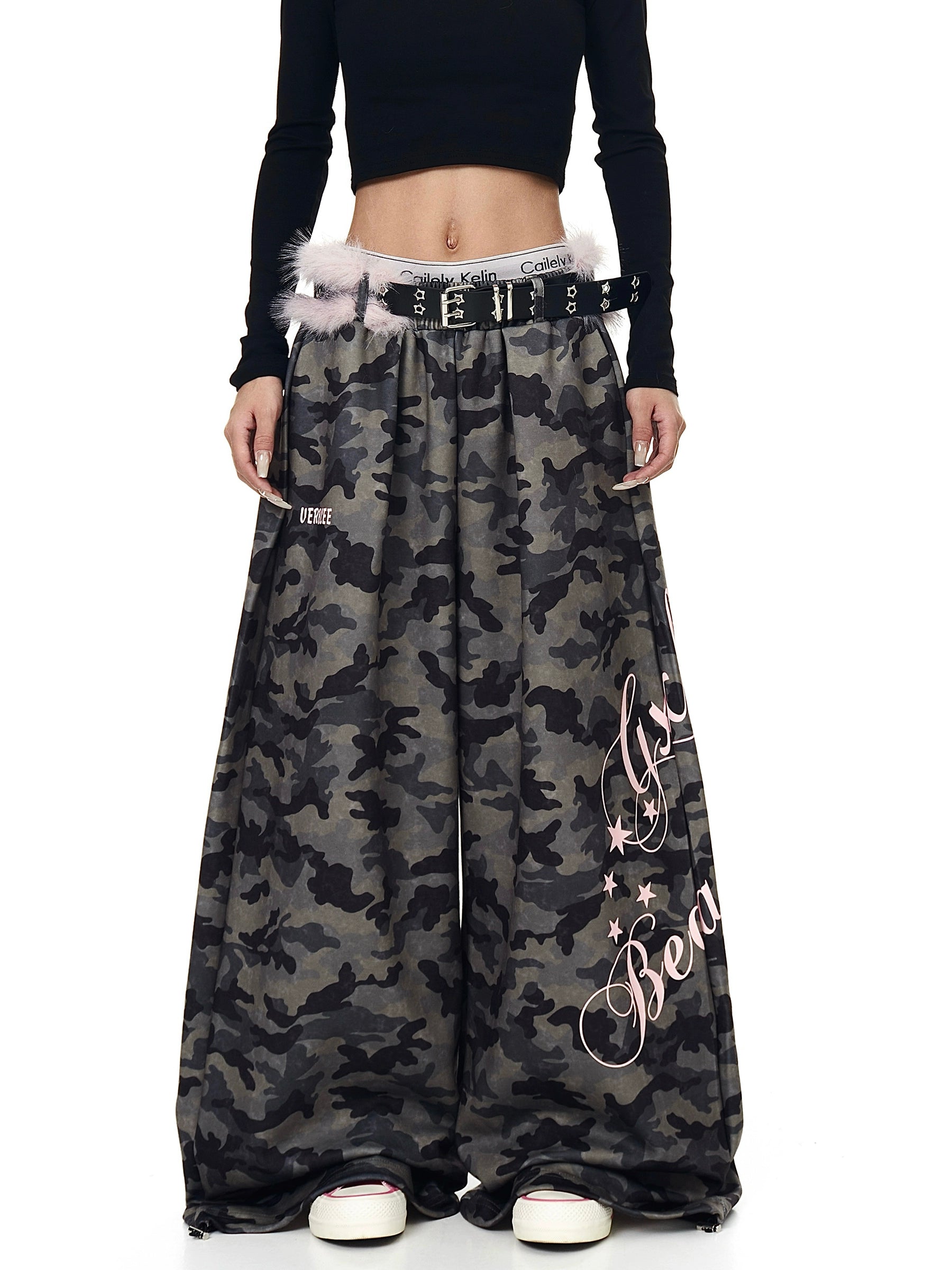 BLACKLISTS Vintage Fluffy Belt Design Scimitar Sweatpants