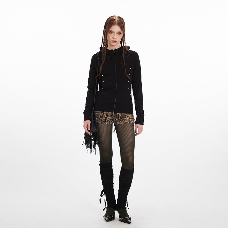 Nariele Shoulder Slim Short Double Zip Jacket