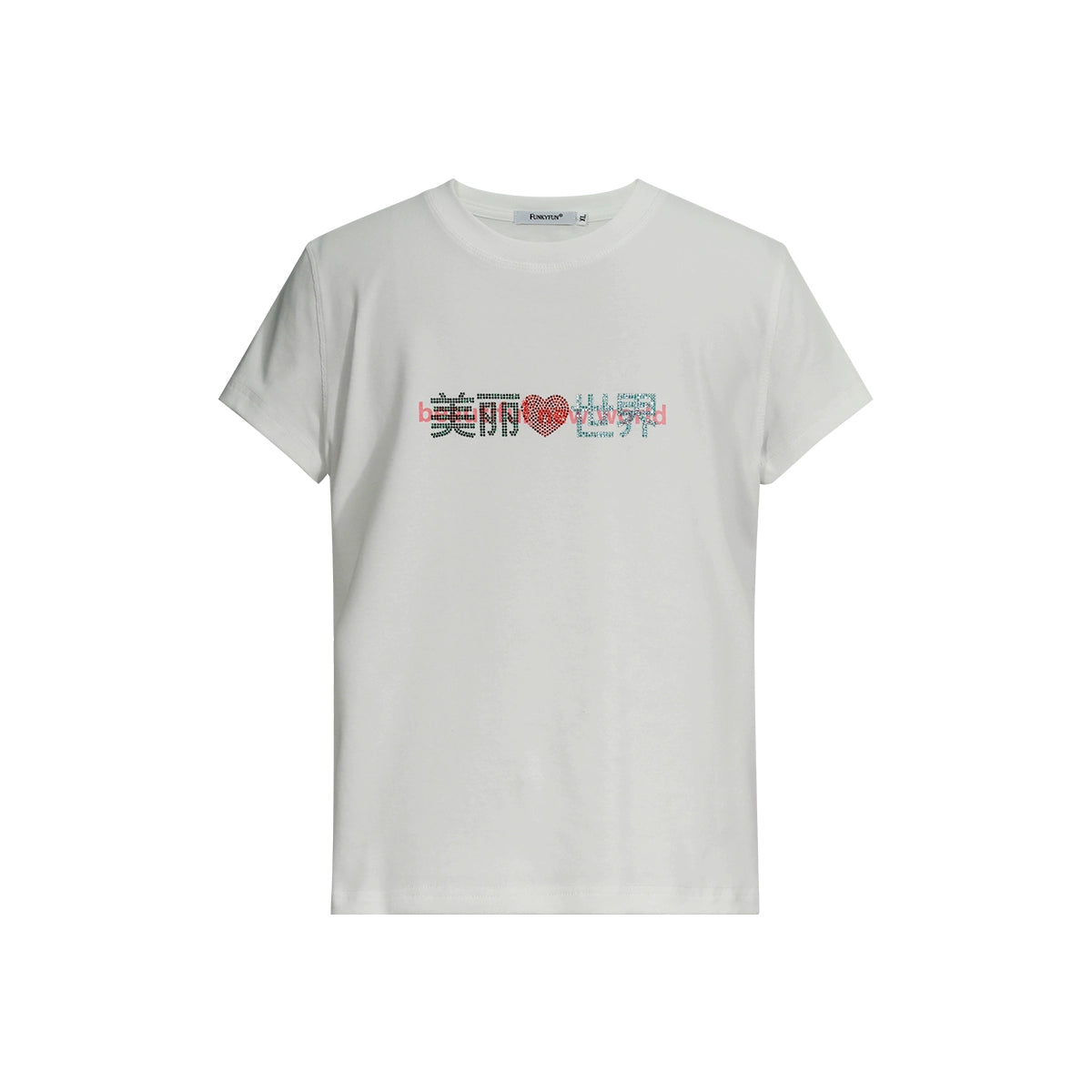 FUNKYFUN Printed Front Shoulder Thread Elastic Tee