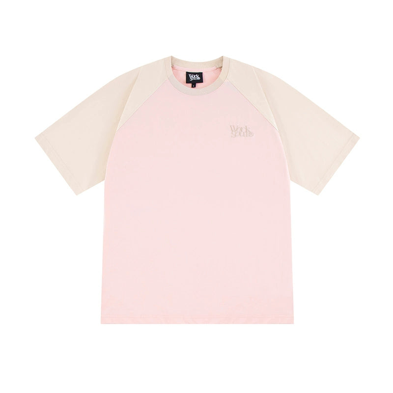NICEBAD Contrasting Color Raglar Sleeve Embroidery Tee