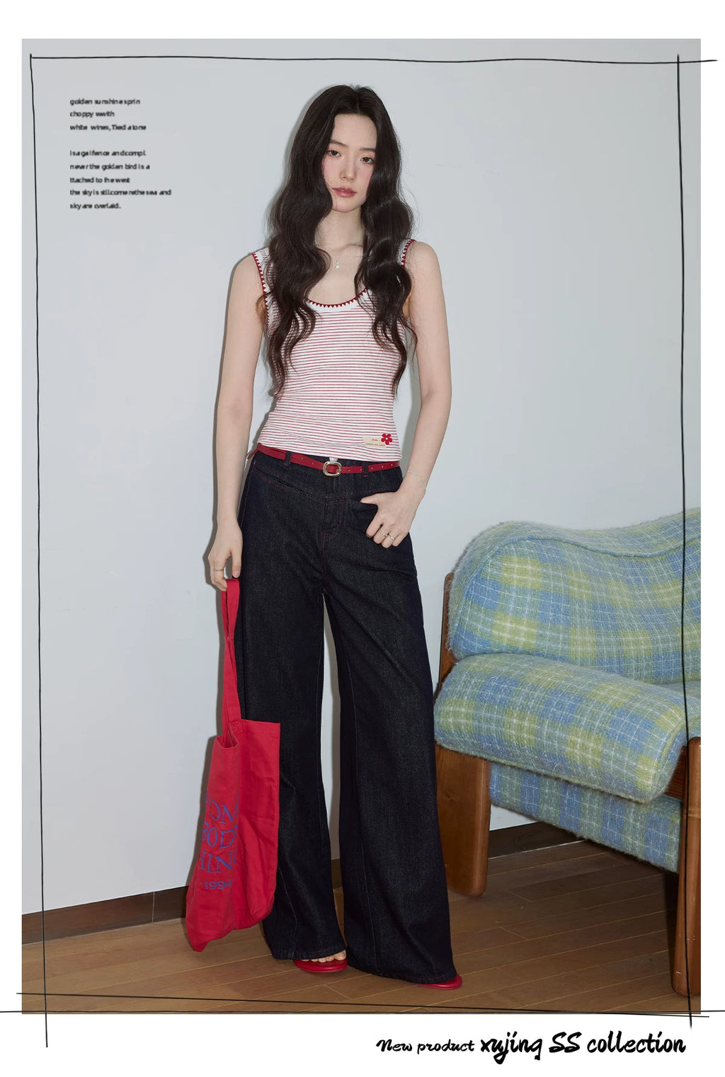 XUJING Vintage Drape Wide-leg Jeans