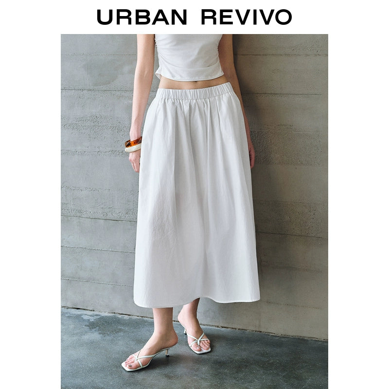 URBAN REVIVO Simple Elastic Waist Super Loose Skirt