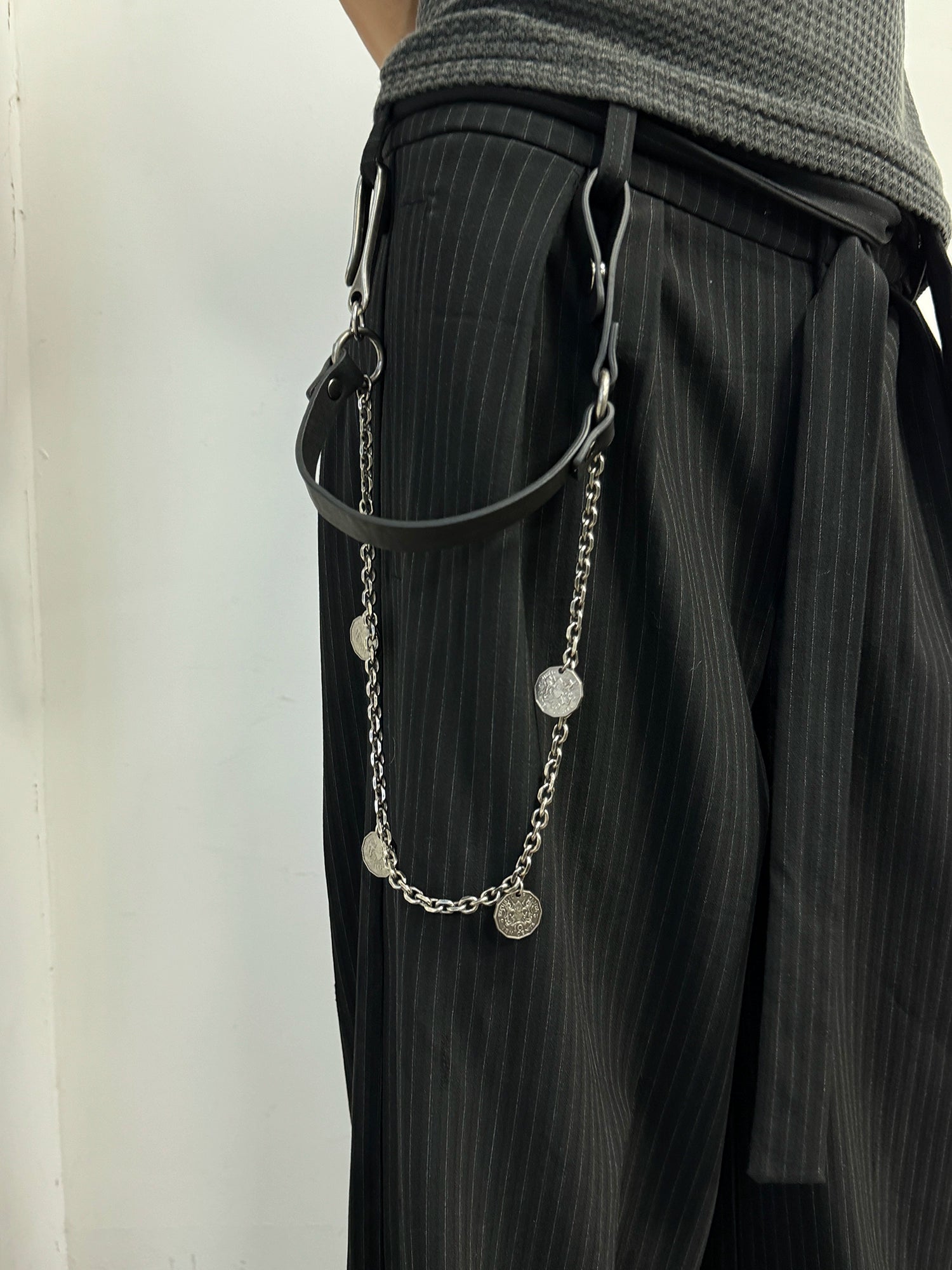 NOT UGLY Top Cowhide "Silver Coin" Double Trouser Chain Pendant Accessories