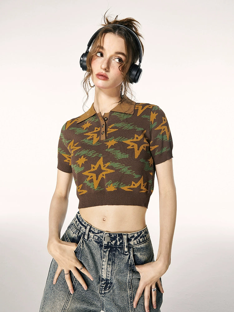 Imone Polo Collar Contrasting Jacquard Tee