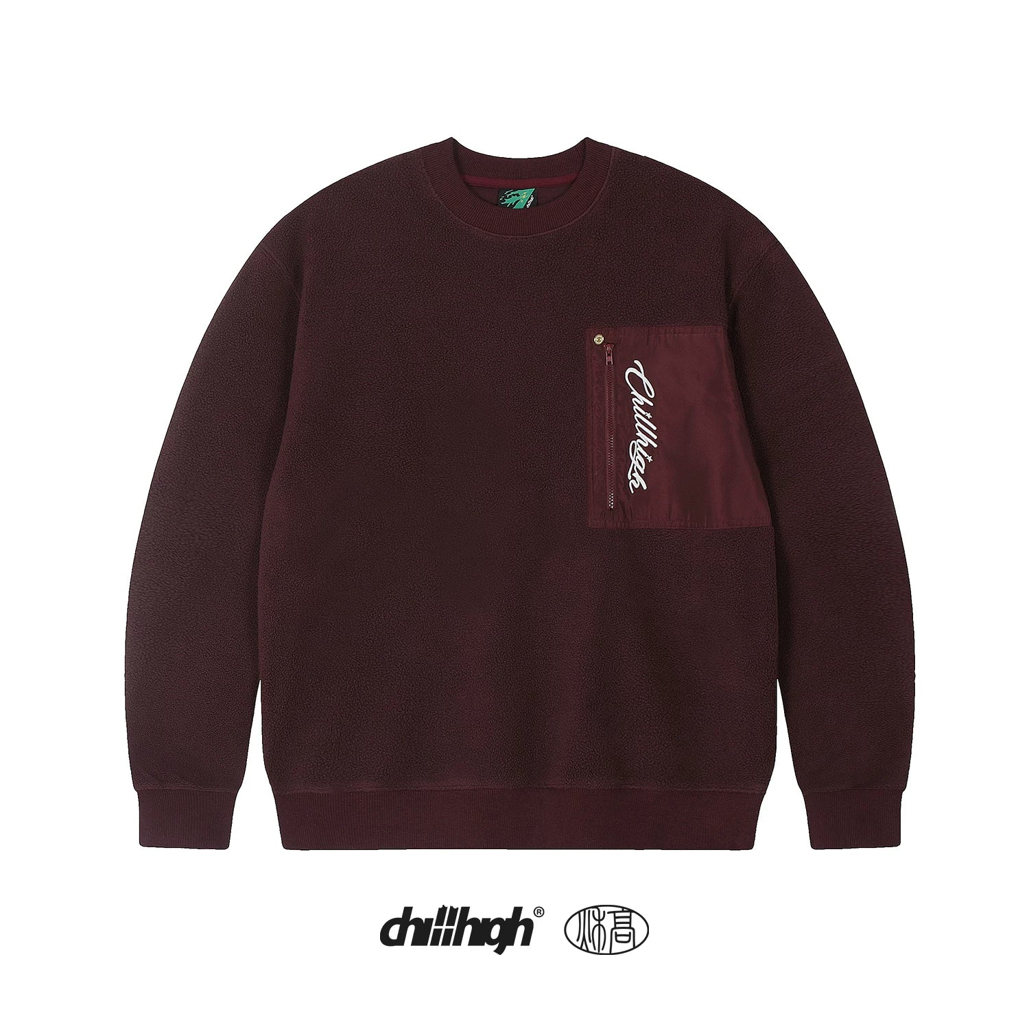 ChillHigh Minimalist Casual Collage Pocket Embroidered Sweater