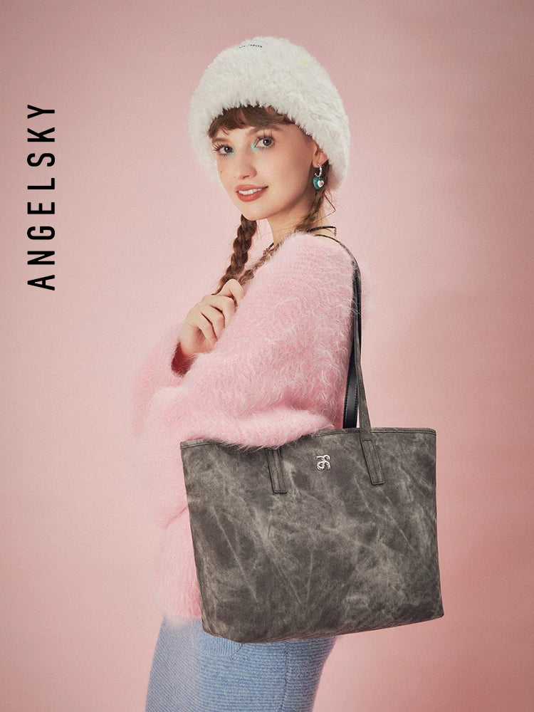 ANGELSKY Large Capacity Denim Tote Bag