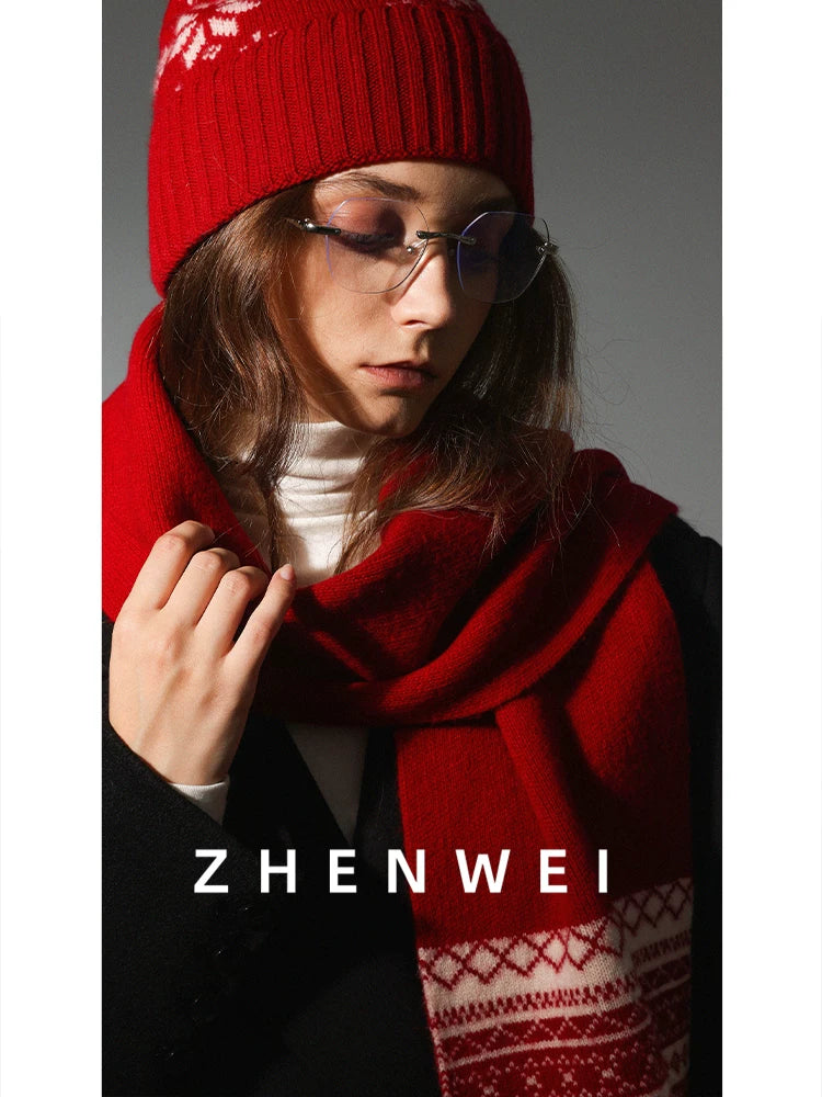 ZHENWEI Pure Wool Fair Island Knitted Small Scarf Scarf