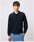 Stay The Night Contrast Striped POLO Neck Shoulder Long Sleeves