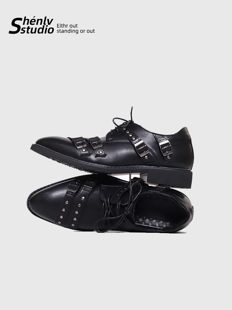 SHENLV STUDIO Dark Punk Pointed Leather Shoes