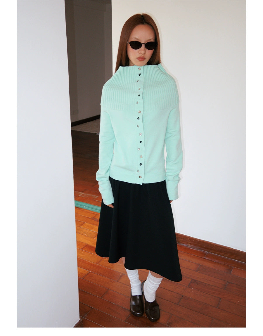 FUNKYFUN Button-embellished Cardigan Knitted Sweater Jacket