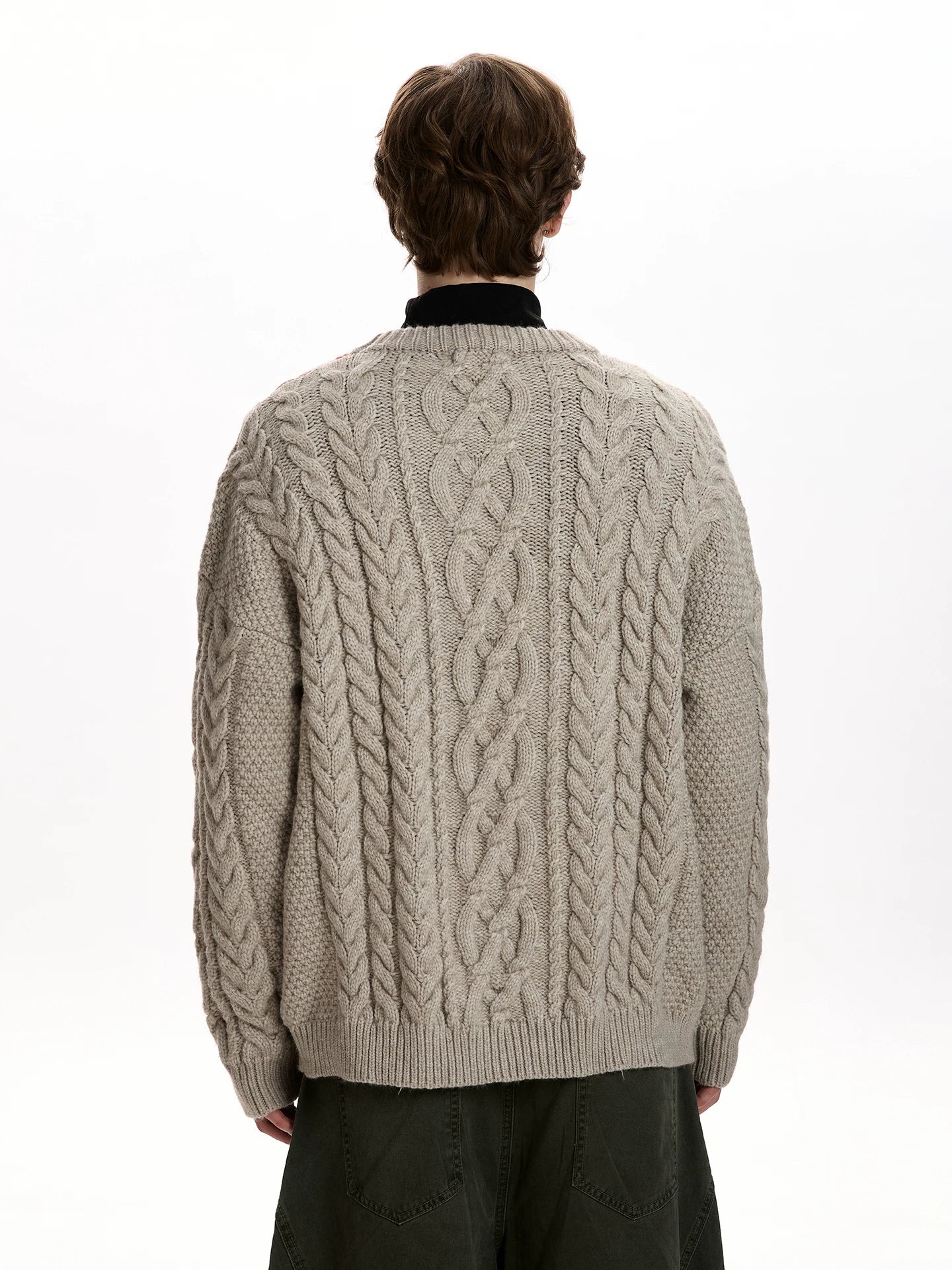 A PUEE Vintage Rhombus Checked Crew Neck Sweater