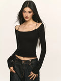 Anna Aneae Slim Off-Shoulder Short Long Sleeves