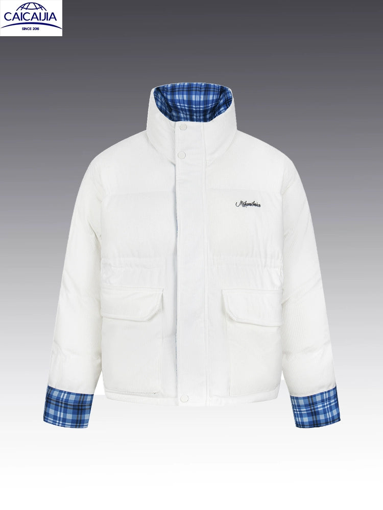 Kenvibe Plaid Paneled Loose Thickened Warm Jacket