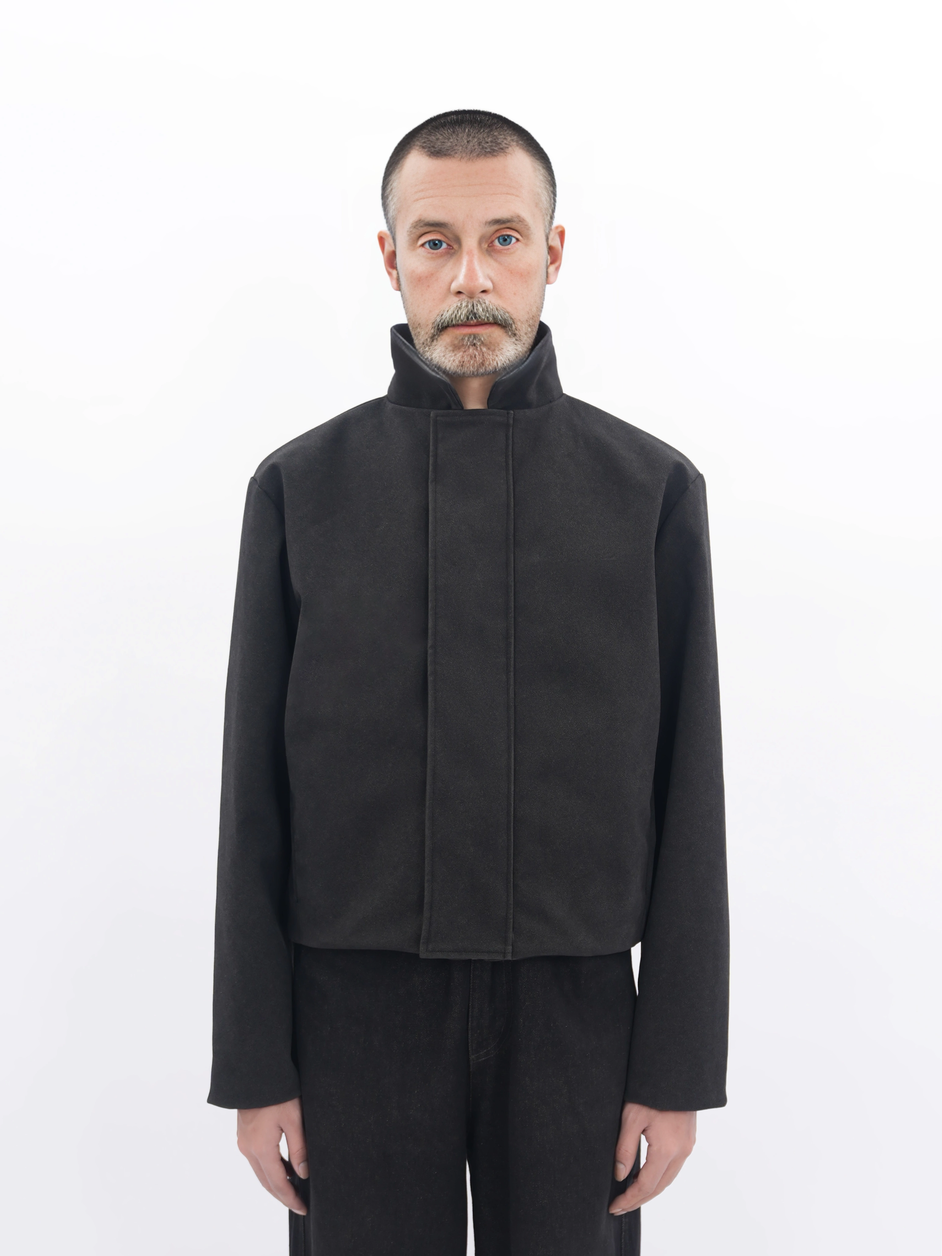 ETHEREAL PRODUCTION Lapel Wide Front Shoulder Leather Jacket