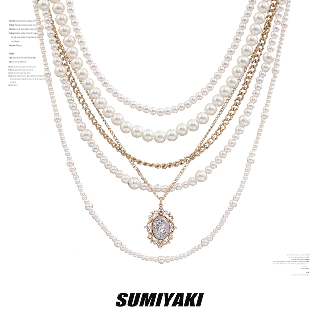 SUMIYAKI Pearl Multi-layer Stacked Belt High-end Light Luxury Necklace