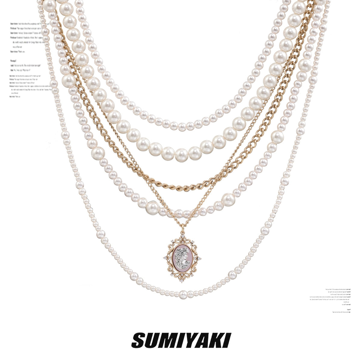 SUMIYAKI Pearl Multi-layer Stacked Belt High-end Light Luxury Necklace