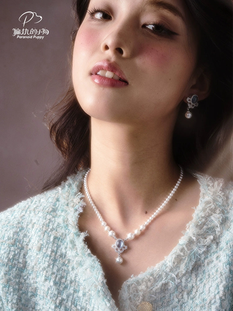 ParanoidP Snowflake Aquamarine Pearl Necklace