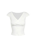 Jim Kennet Low Chest Cross V-Neck Slim Fit Stretch Tee