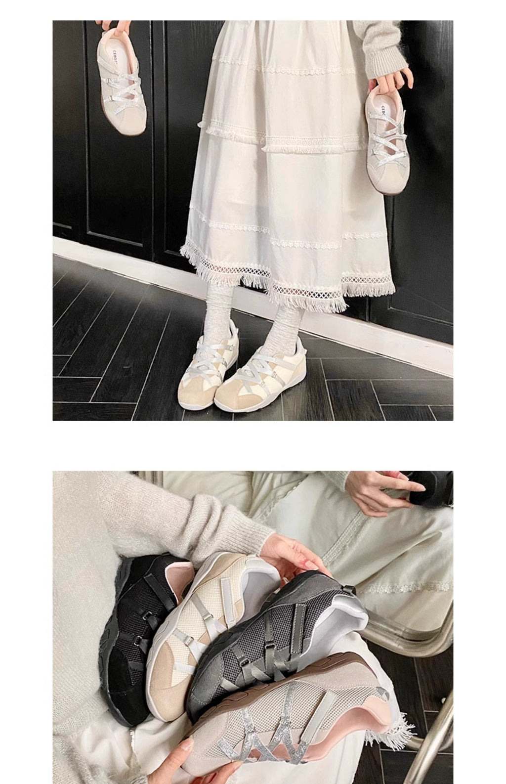 Cebostin Suede Cross-Strap Ballet Flat