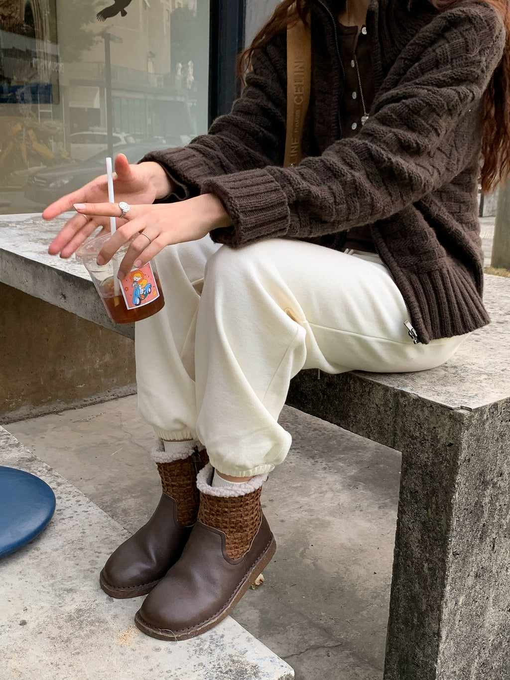 Milooey Retro Leather Mid-tube Snow Boots