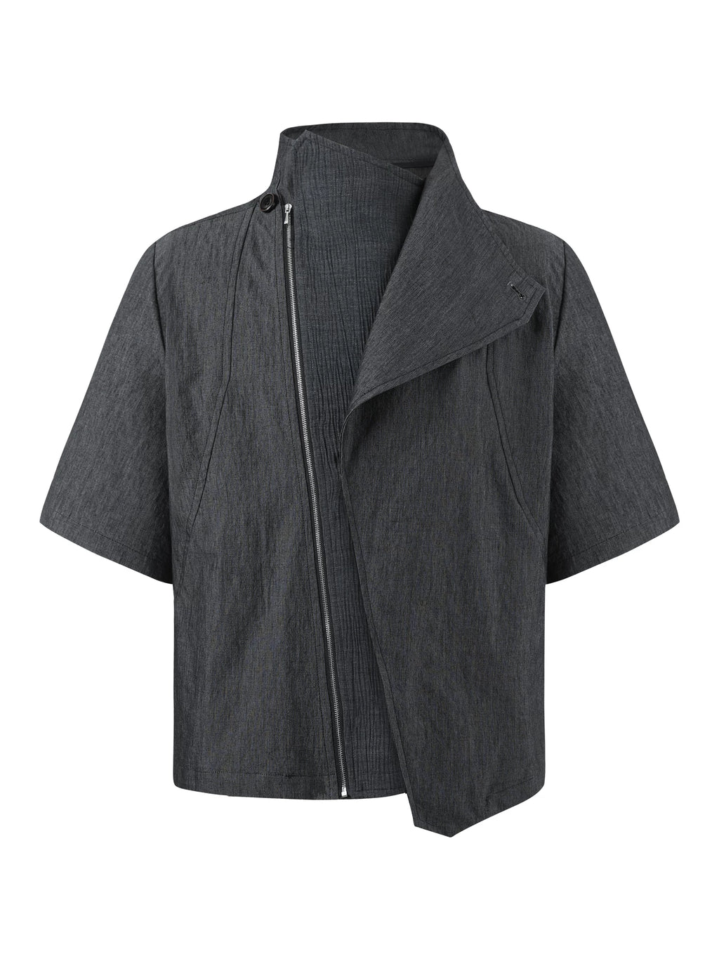 TAICHIISM Vintage Diagonal Placket Spliced Short-sleeved Shirt