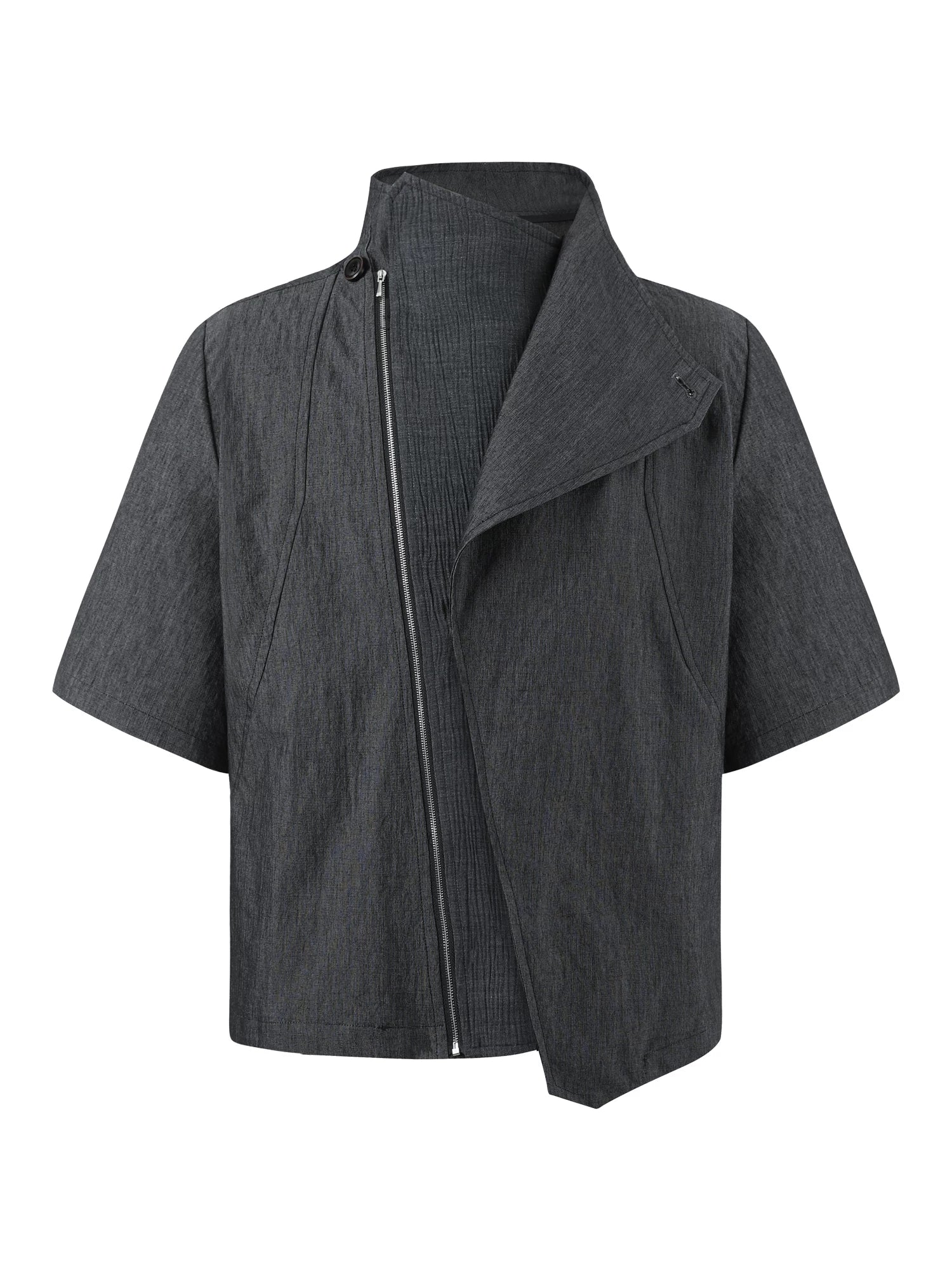 TAICHIISM Vintage Diagonal Placket Spliced Short-sleeved Shirt