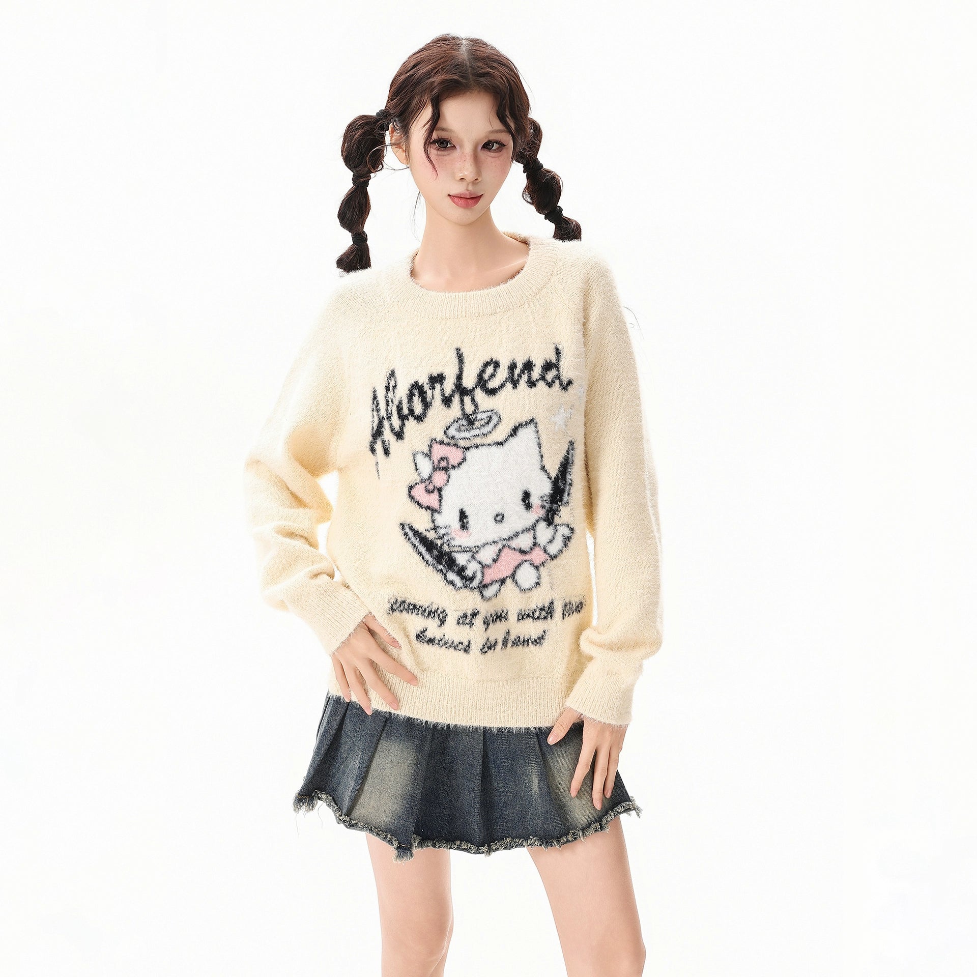 BF. BORFEND Cute Kitty Cat Crew Neck Sweater