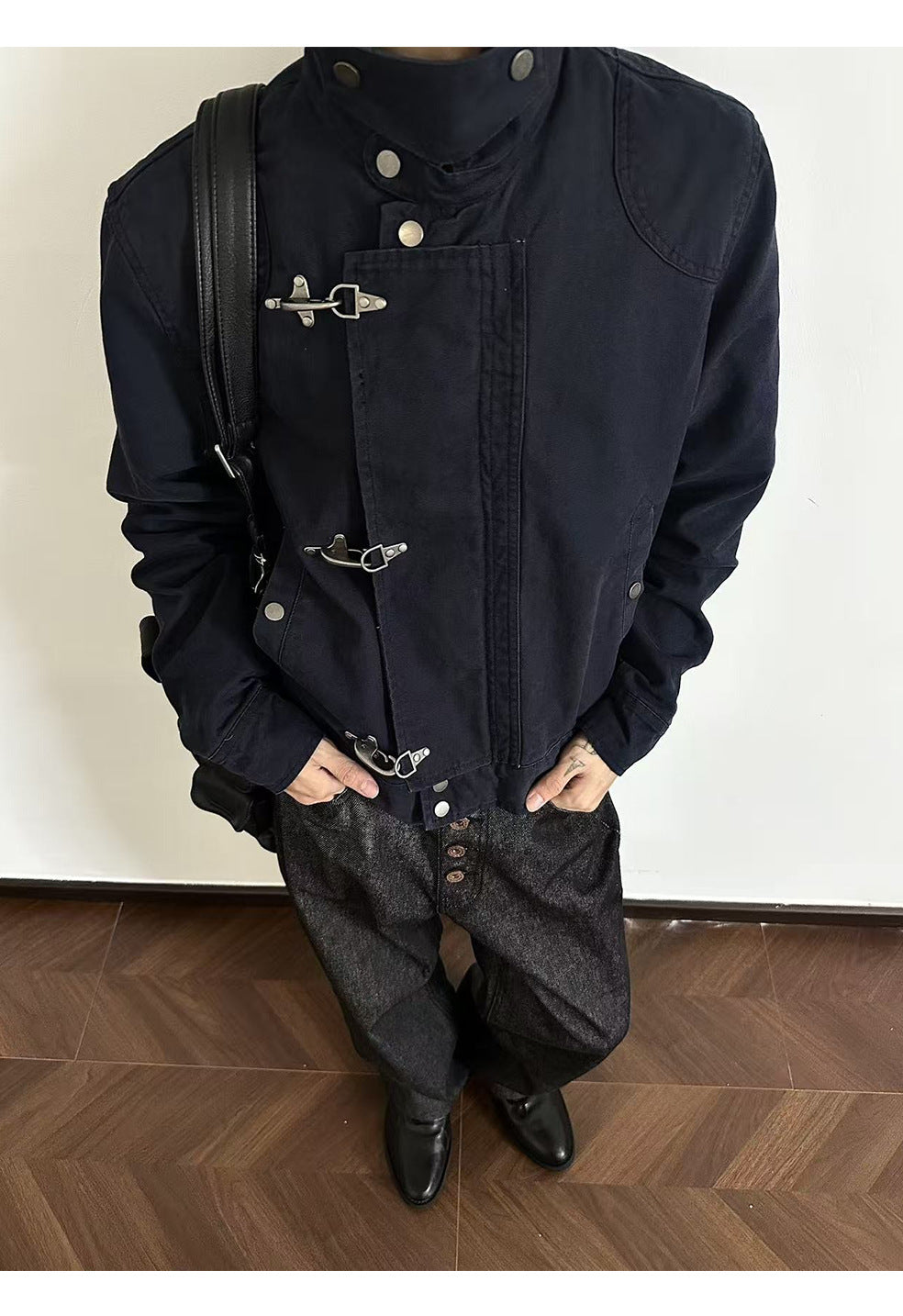 EME Splicing Aircraft Buckle Retro Short Jacket