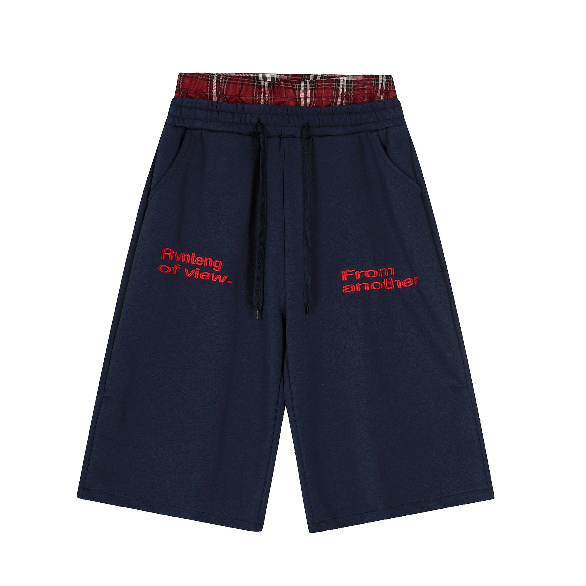 BLACKLISTS Double Waist Plaid Sweatpants Shorts