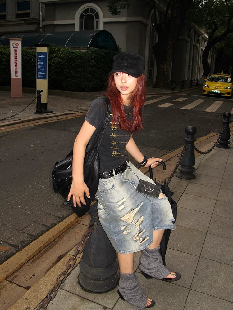 EAHO Shoulder Casual Versatile Tee