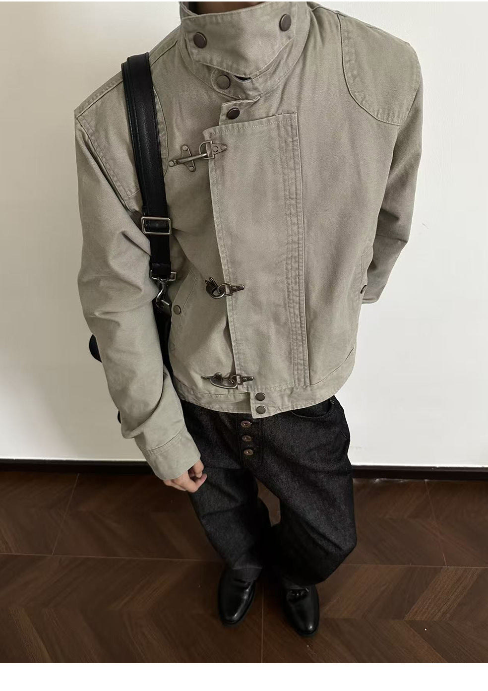 EME Splicing Aircraft Buckle Retro Short Jacket