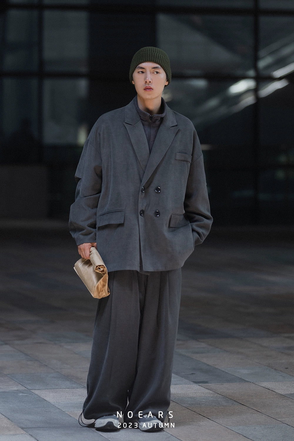 NOEARS Vintage Double-breasted Loose Casual Blazer