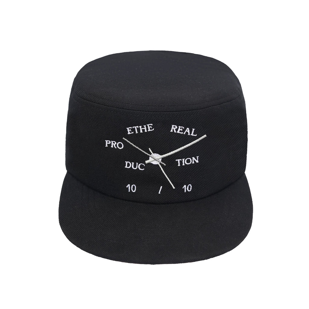 ETHEREAL PRODUCTION Clock Embroidered Hard Top Flat Top Cap