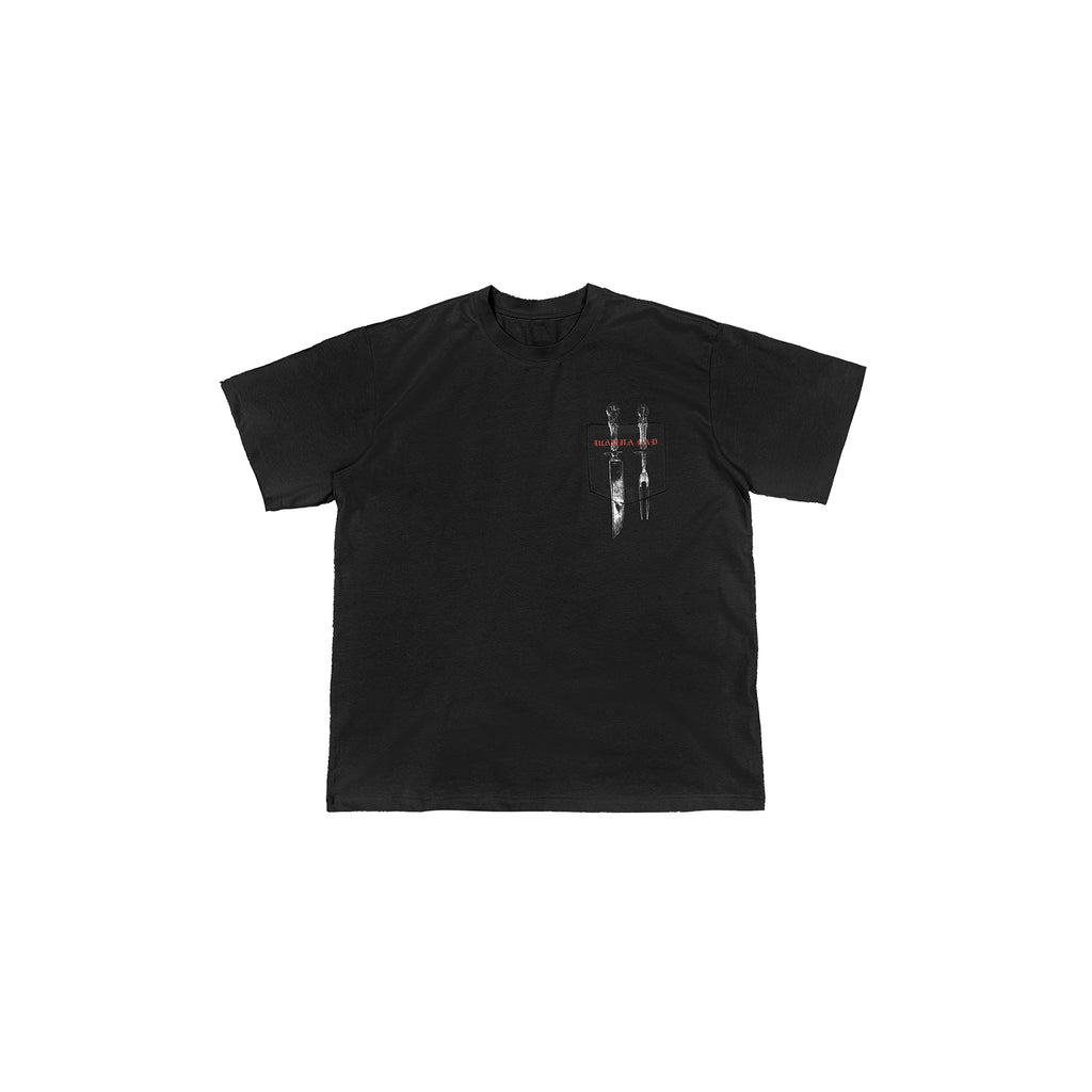 WANNA LAB Knives and Forks Tableware Printed Pockets Short Sleeves