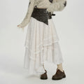 Girlyhalo Vintage Patchwork Leather Irregular Skirt
