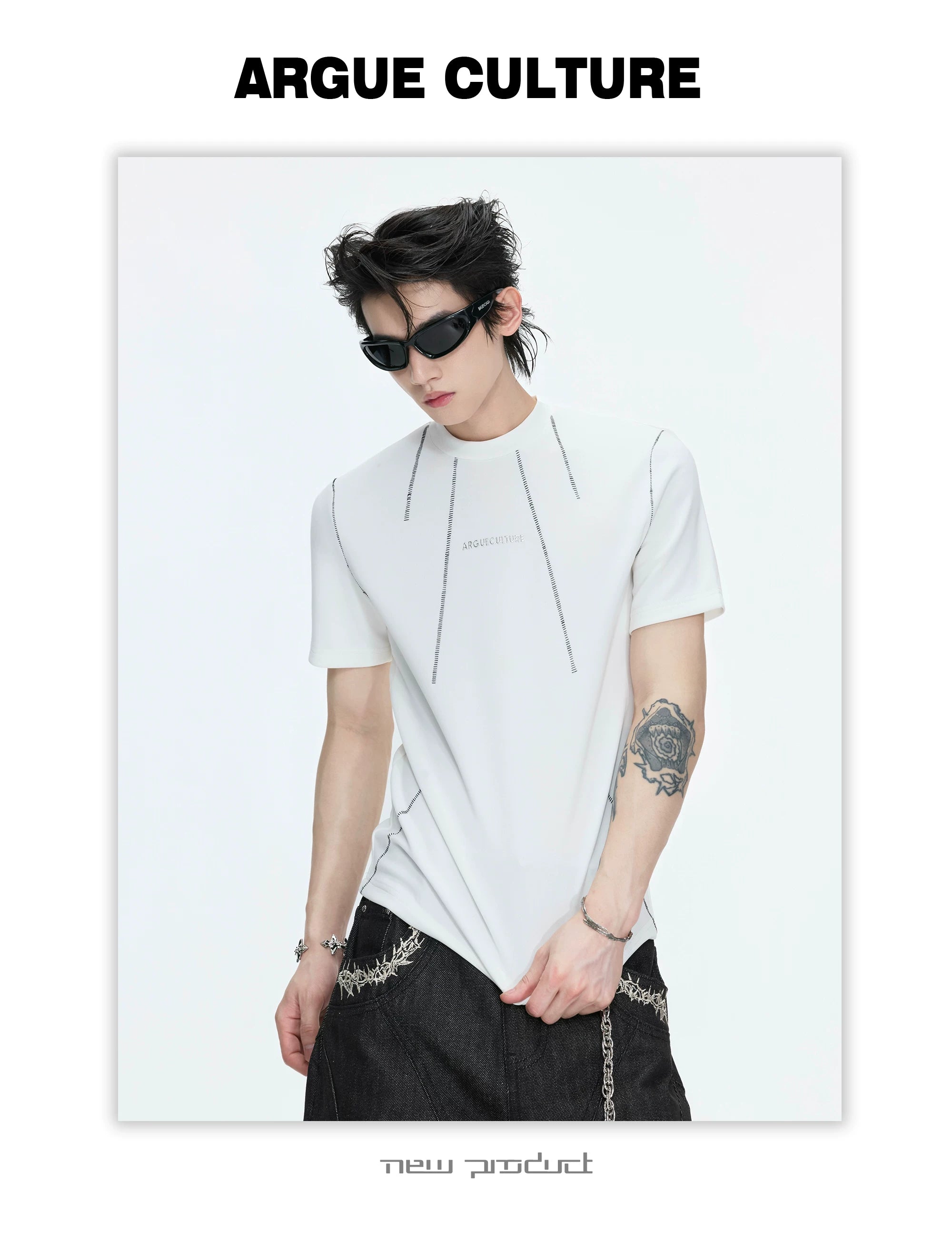 ArguECulturE Front Shoulder Slim Fit Contrasting Tee