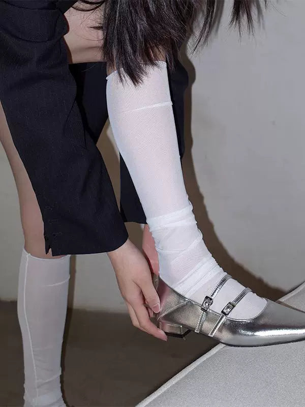 Mooreyu Square Head Retro Versatile Light Mouth Single Shoes