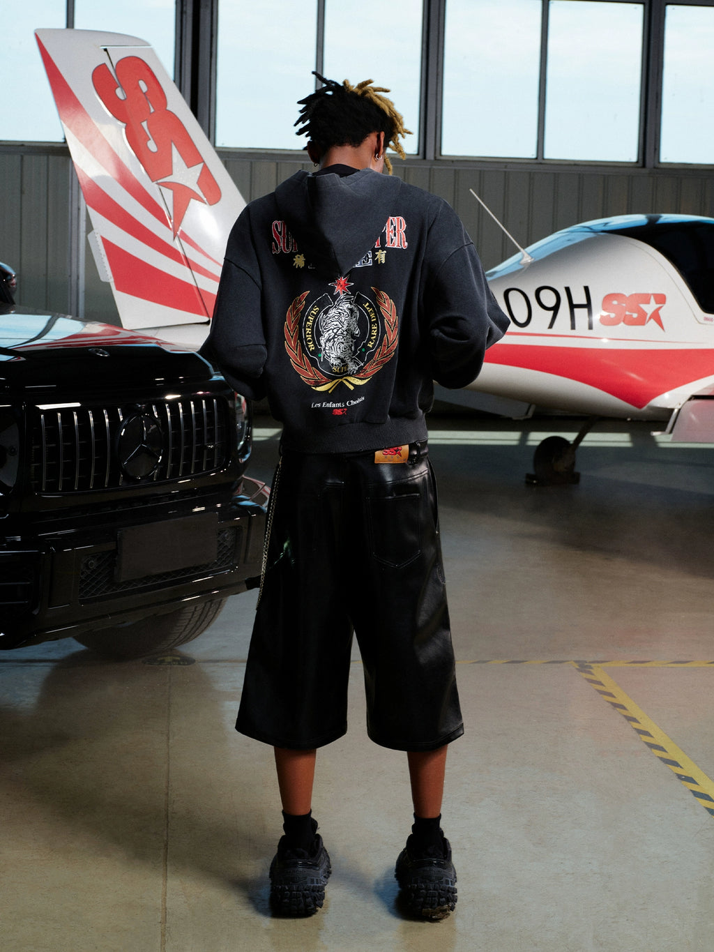 SSR "downhill Tiger" Destruction Hooded Cardigan Sweater